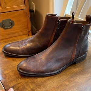 Aston Grey Collection Helani Brown Distressed Leather Zipper Boots Men Size 8.5